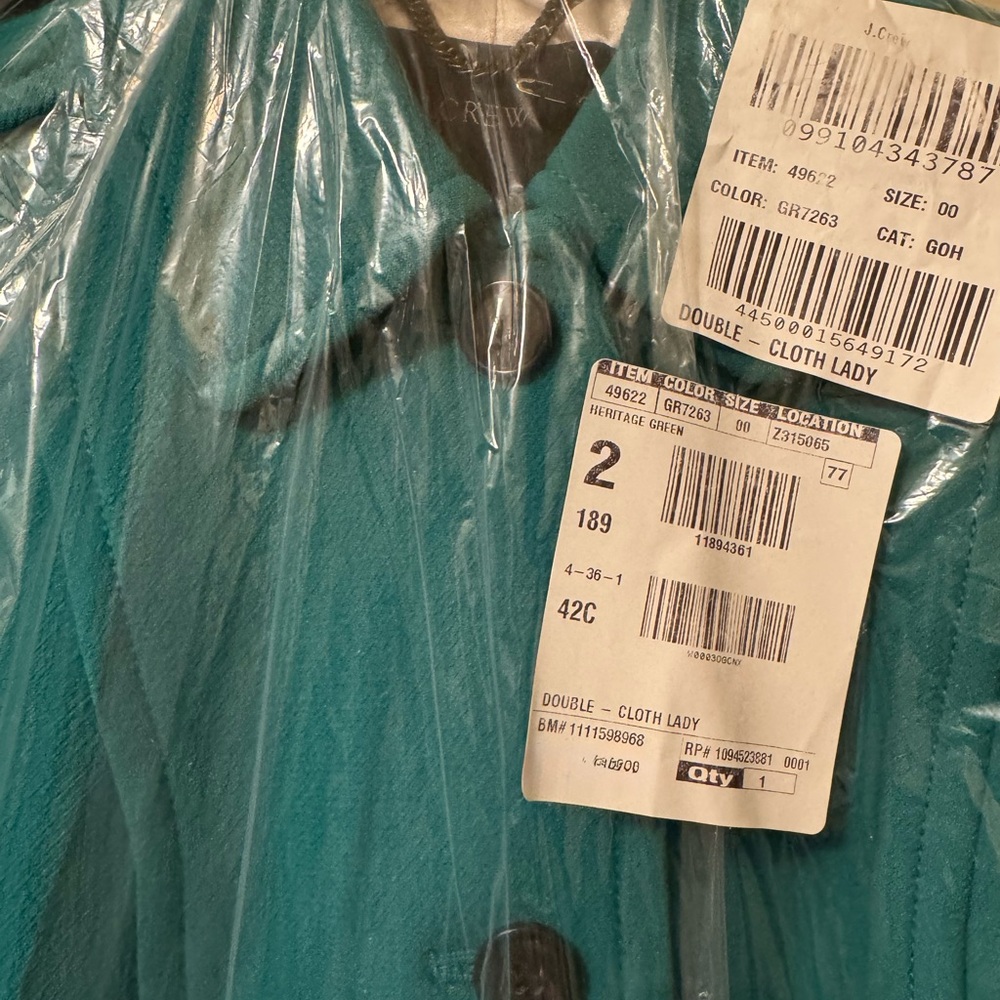 NWT J.CREW Lady Day Coat, Size 00, Color GR7263, Heritage Green - Picture 5 of 10